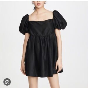 Chic Black Puff Sleeve Mini Dress